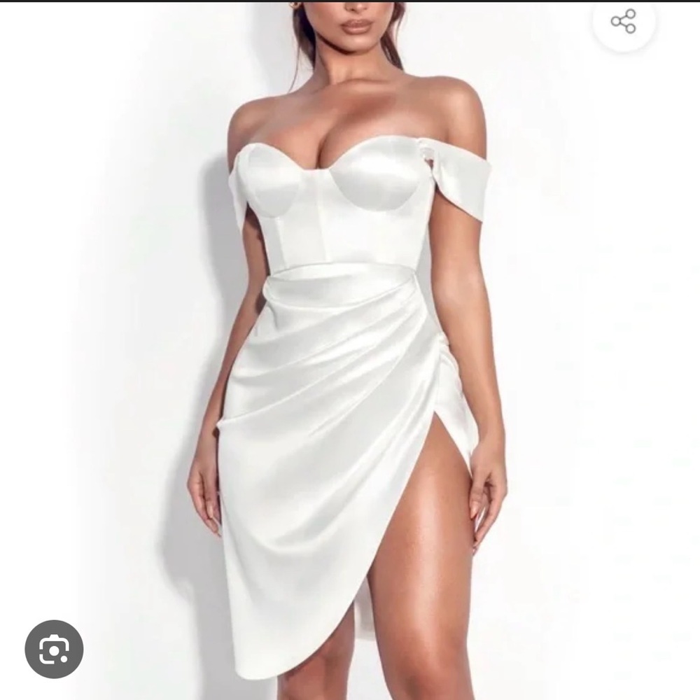 Miss Circle Hedy White Satin Corset Dress XL/US 12-14